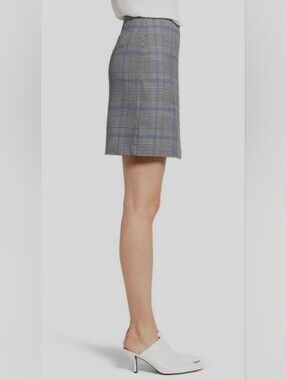Express Gray Plaid Mini Skirt with Blue Windowpane New With Tag